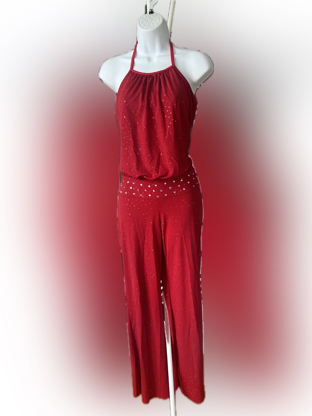 Vintage Y2K Red Sparkly Rhinestone Dansco Dance Costume Size Medium